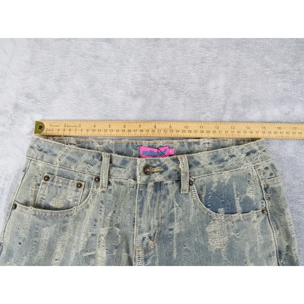 New Jeans‎ Women Small Blue Washed Acid Wash Distressed Wide Leg